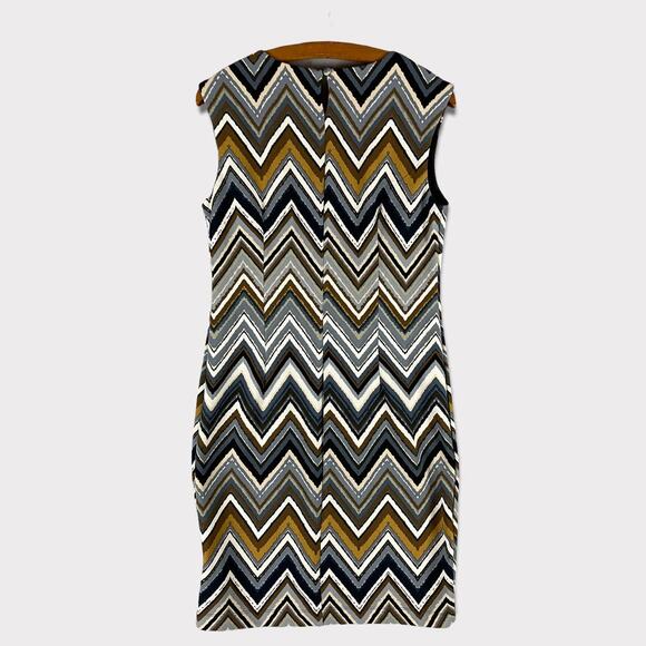 Madison Leigh Chevron Sheath Dress Size 6 Polyester Spandex Gray - Picture 2 of 8